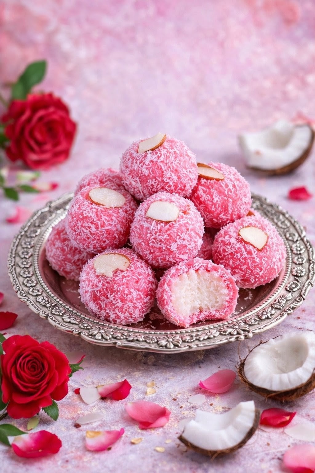 Rose Coconut Naru - Traditional Homemade Bengali sweet (300g)