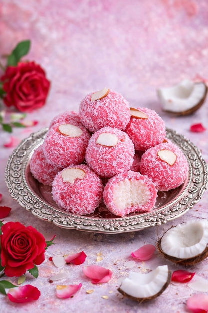 Rose Coconut Naru - Traditional Homemade Bengali sweet (300g)
